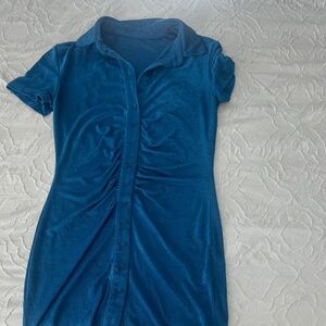 Blue Button-Up Dress